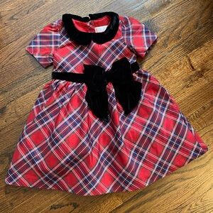 Gymboree toddler 4T dress classic red plaid short sleeve velvet bow holiday girl